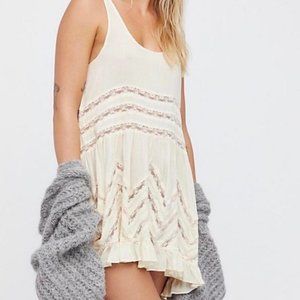Free People Voile & Lace Trapeze Slip in Tea Combo